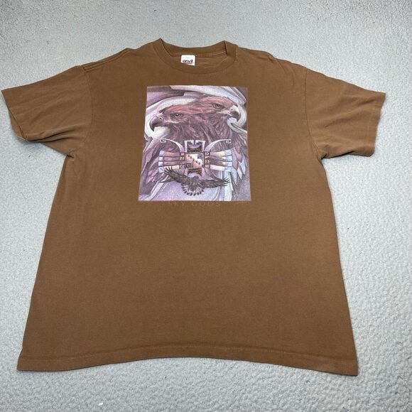 Anvil Other - Vintage Jody Bergsma Shirt Mens Extra Large Brown Sky Gods‎ Eagles Art USA Anvil